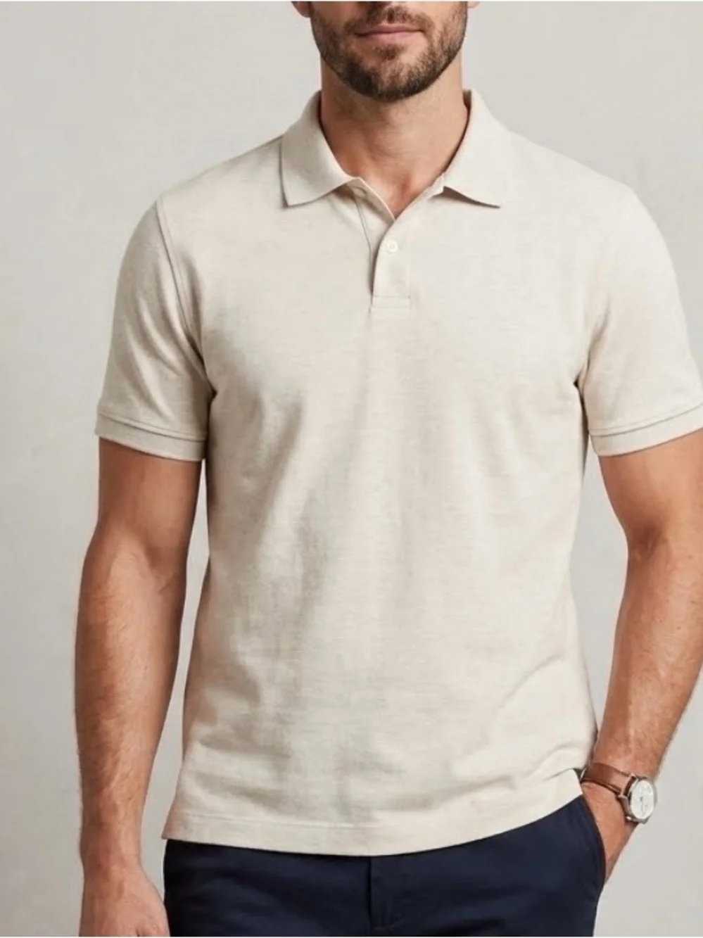 Banana Republic Luxe Touch Performance Polo Shirt Men's Size M Off White Cream